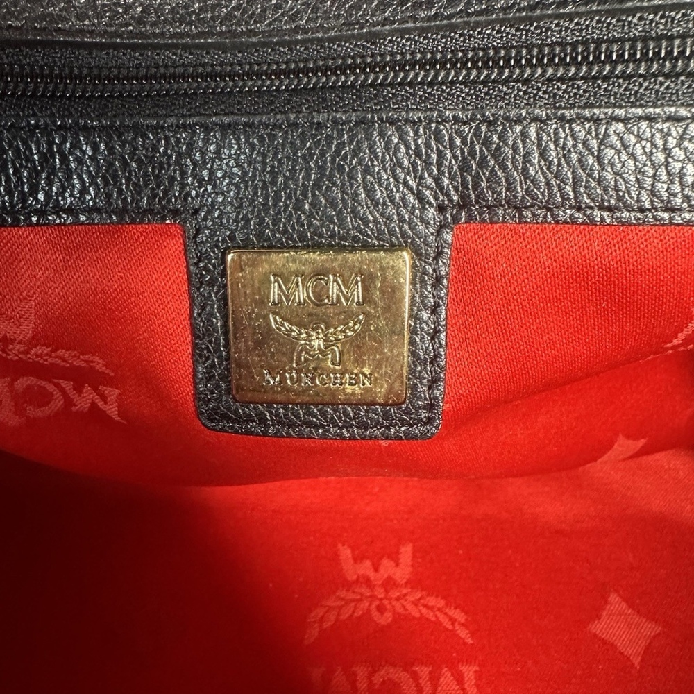 MCM Munchen Black Leather Mini Boston Bowler Satchel Bag Gold Vintage - Picture 5 of 12